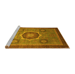 Sideview of Machine Washable Oriental Yellow Modern Rug, wshabs1471yw
