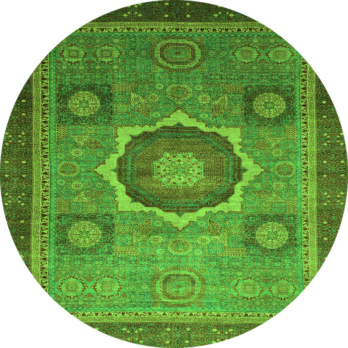 Round Oriental Green Modern Rug, abs1471grn