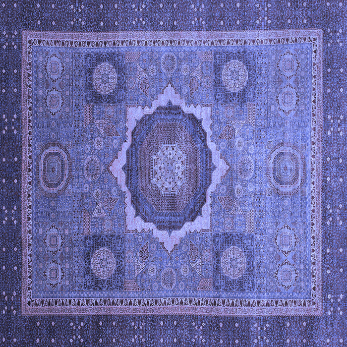Square Machine Washable Oriental Blue Modern Rug, wshabs1471blu
