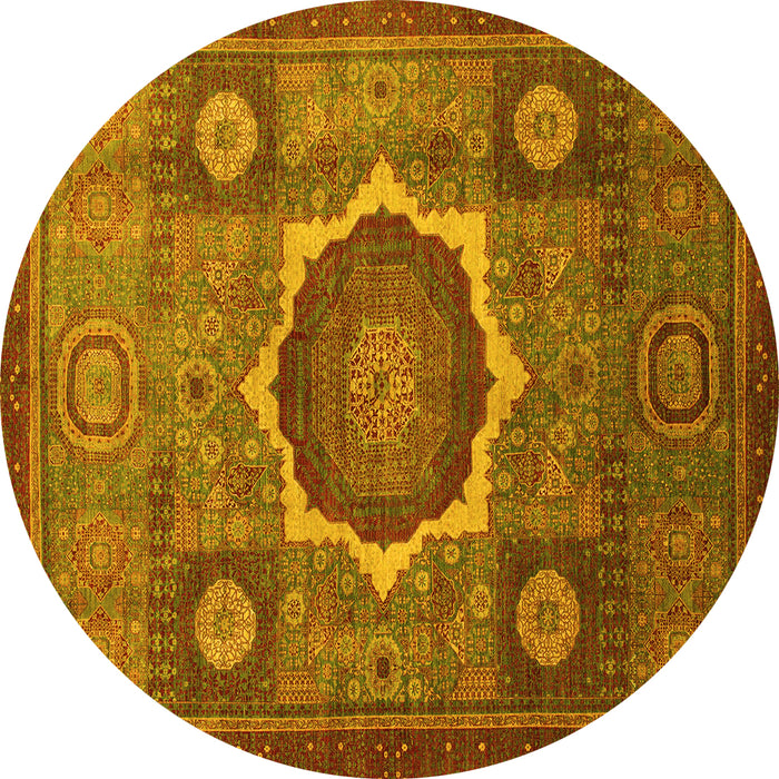 Round Oriental Yellow Modern Rug, abs1472yw