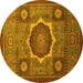 Round Oriental Yellow Modern Rug, abs1472yw