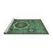 Sideview of Machine Washable Oriental Turquoise Modern Area Rugs, wshabs1472turq