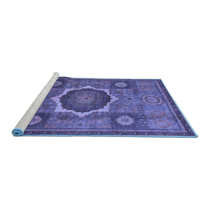 Sideview of Machine Washable Oriental Blue Modern Rug, wshabs1472blu