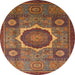 Round Abstract Fire Brick Red Oriental Rug, abs1472