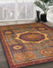 Abstract Fire Brick Red Oriental Rug in Family Room, abs1472