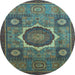 Round Oriental Light Blue Modern Rug, abs1472lblu