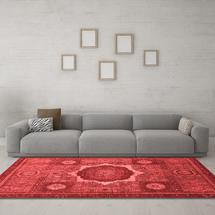 Modern Red Washable Rugs