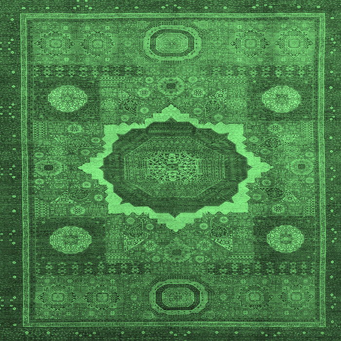 Square Machine Washable Oriental Emerald Green Modern Area Rugs, wshabs1472emgrn