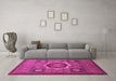 Machine Washable Oriental Pink Modern Rug in a Living Room, wshabs1472pnk