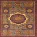 Square Abstract Fire Brick Red Oriental Rug, abs1472