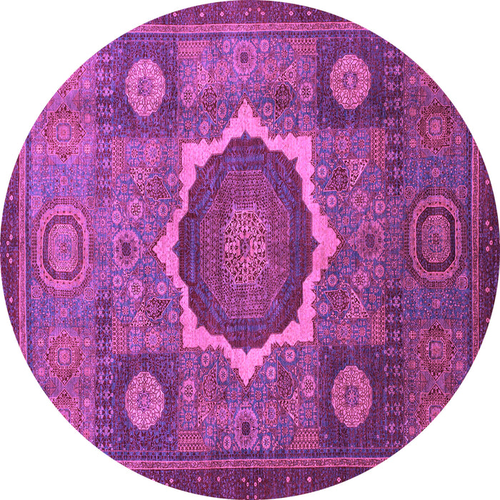 Round Machine Washable Oriental Purple Modern Area Rugs, wshabs1472pur