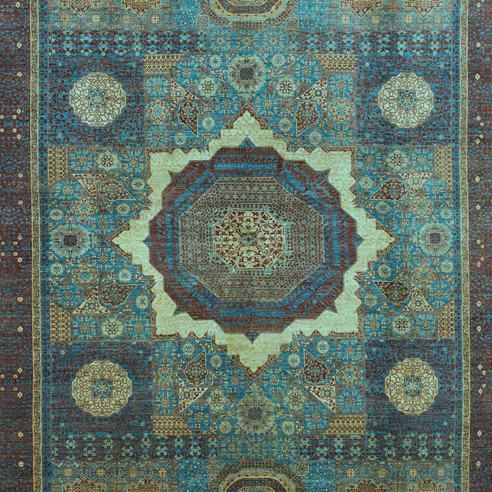 Machine Washable Oriental Light Blue Modern Rug, wshabs1472lblu