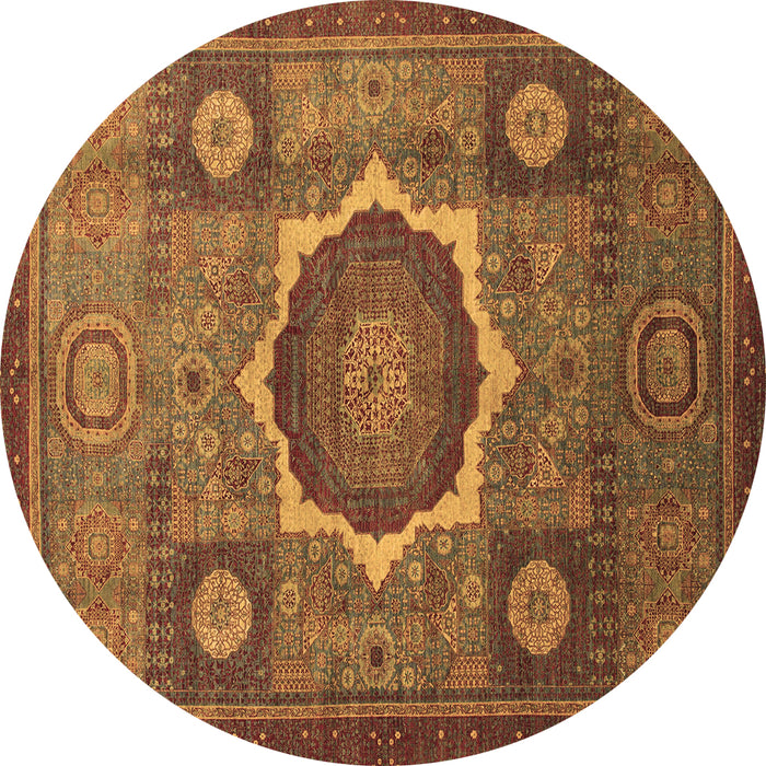 Round Oriental Brown Modern Rug, abs1472brn