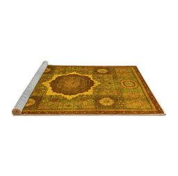 Sideview of Machine Washable Oriental Yellow Modern Rug, wshabs1472yw