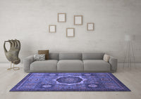 Machine Washable Oriental Blue Modern Rug, wshabs1472blu