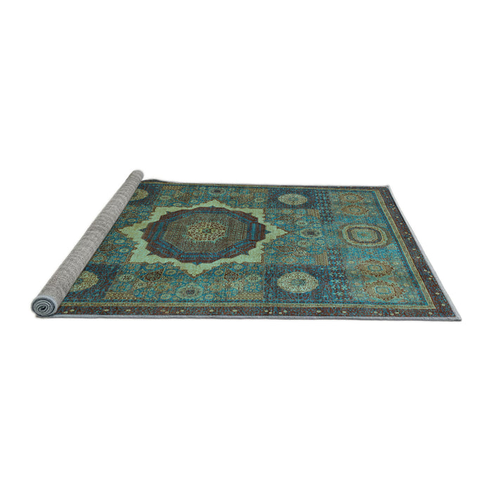 Sideview of Machine Washable Oriental Light Blue Modern Rug, wshabs1472lblu