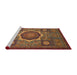 Sideview of Machine Washable Abstract Tomato Red Rug, wshabs1473