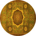 Round Oriental Yellow Modern Rug, abs1473yw