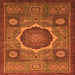 Square Machine Washable Oriental Orange Modern Area Rugs, wshabs1473org