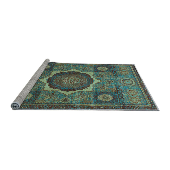Sideview of Machine Washable Oriental Light Blue Modern Rug, wshabs1473lblu