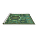 Sideview of Machine Washable Oriental Turquoise Modern Area Rugs, wshabs1473turq