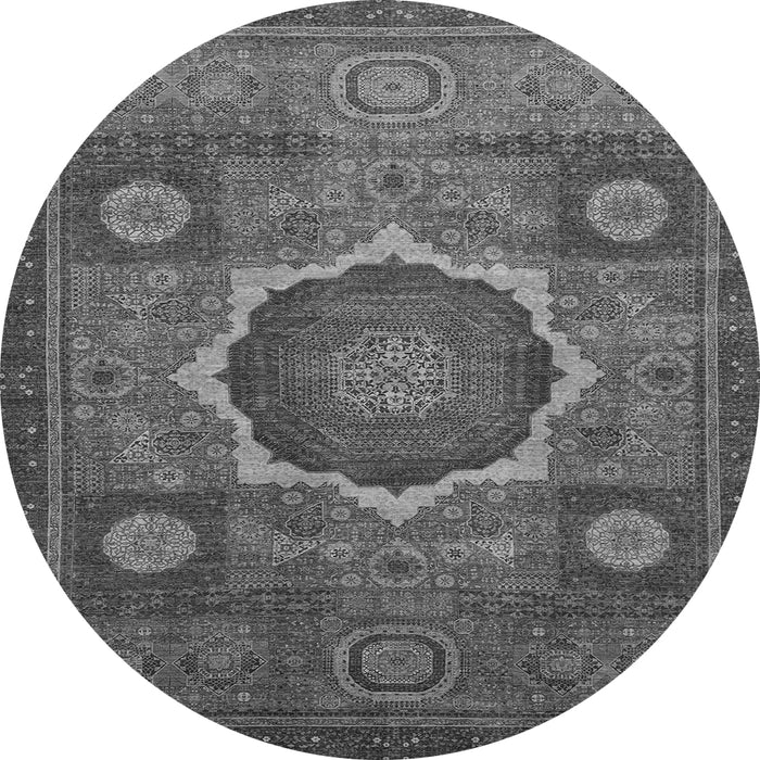 Round Oriental Gray Modern Rug, abs1473gry