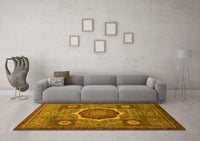 Machine Washable Oriental Yellow Modern Rug, wshabs1473yw