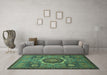 Machine Washable Oriental Turquoise Modern Area Rugs in a Living Room,, wshabs1473turq