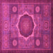 Square Machine Washable Oriental Pink Modern Rug, wshabs1473pnk