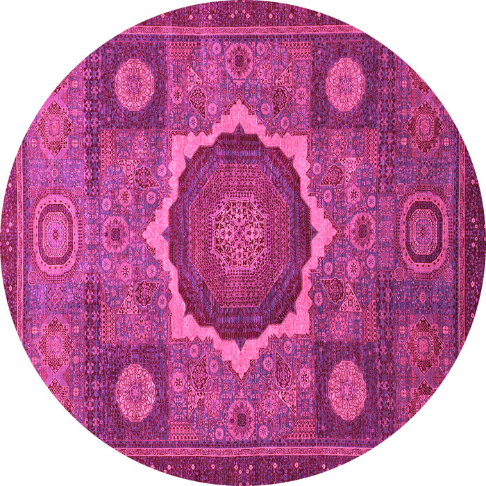 Round Oriental Pink Modern Rug, abs1473pnk