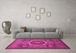 Machine Washable Oriental Pink Modern Rug in a Living Room, wshabs1473pnk