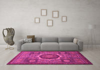 Machine Washable Oriental Pink Modern Rug, wshabs1473pnk