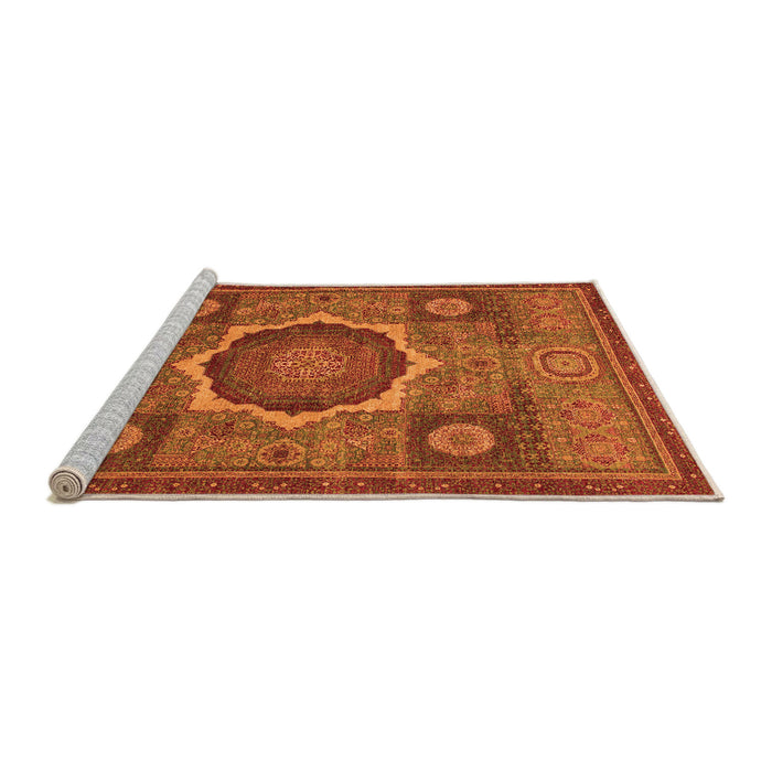 Sideview of Machine Washable Oriental Orange Modern Area Rugs, wshabs1473org
