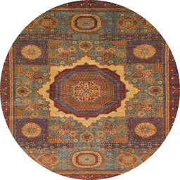 Round Abstract Red Oriental Rug, abs1473