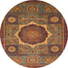 Round Abstract Red Oriental Rug, abs1473