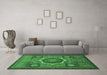 Machine Washable Oriental Emerald Green Modern Area Rugs in a Living Room,, wshabs1473emgrn