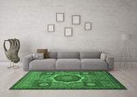 Machine Washable Oriental Emerald Green Modern Rug, wshabs1473emgrn