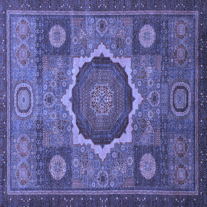 Square Machine Washable Oriental Blue Modern Rug, wshabs1473blu