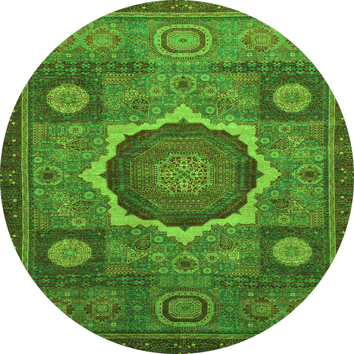Round Oriental Green Modern Rug, abs1473grn