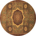 Round Machine Washable Oriental Brown Modern Rug, wshabs1473brn