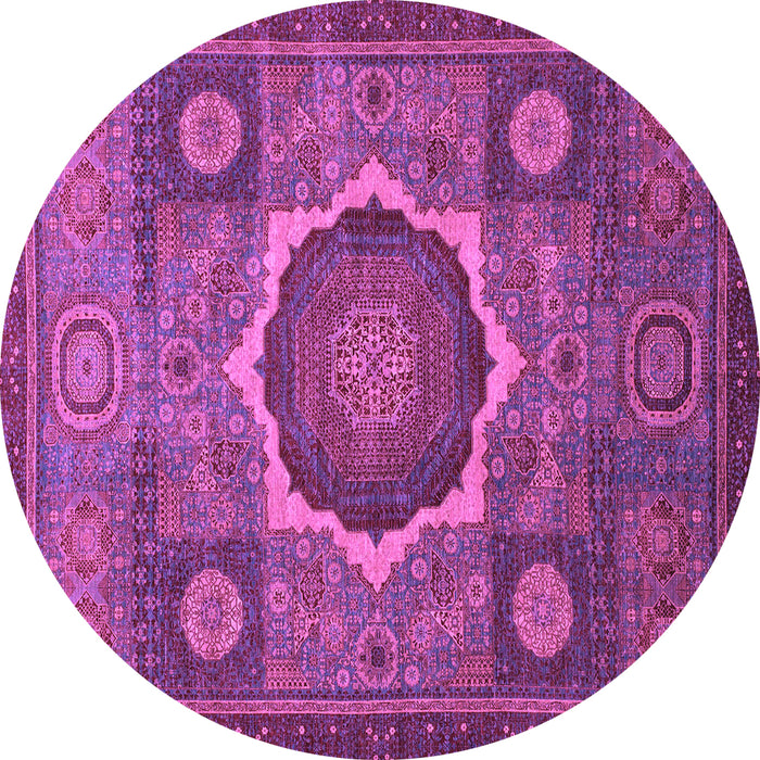 Round Machine Washable Oriental Purple Modern Area Rugs, wshabs1473pur