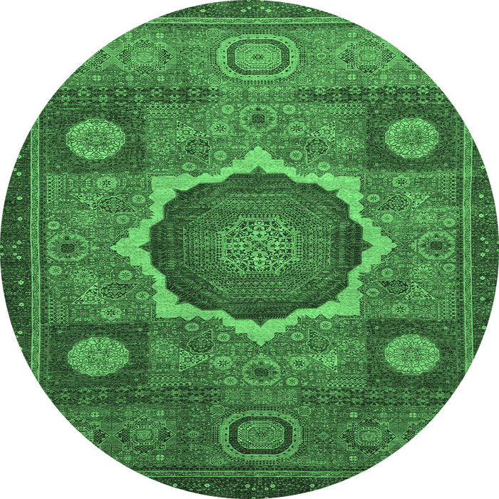 Round Oriental Emerald Green Modern Rug, abs1473emgrn