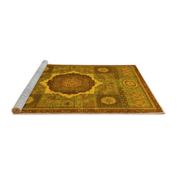 Sideview of Machine Washable Oriental Yellow Modern Rug, wshabs1473yw
