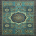 Square Machine Washable Oriental Light Blue Modern Rug, wshabs1473lblu