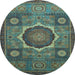 Round Oriental Light Blue Modern Rug, abs1473lblu