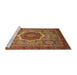 Sideview of Machine Washable Abstract Tomato Red Rug, wshabs1474