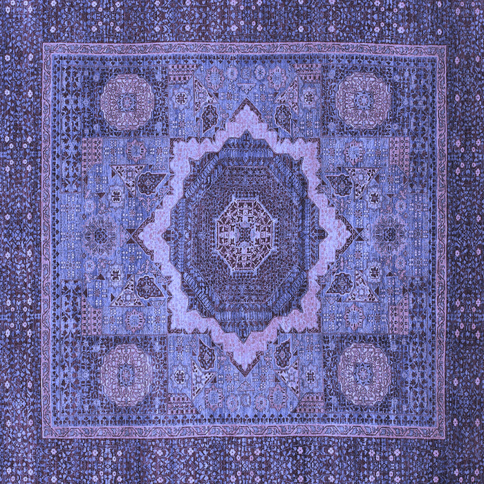 Square Machine Washable Oriental Blue Modern Rug, wshabs1474blu