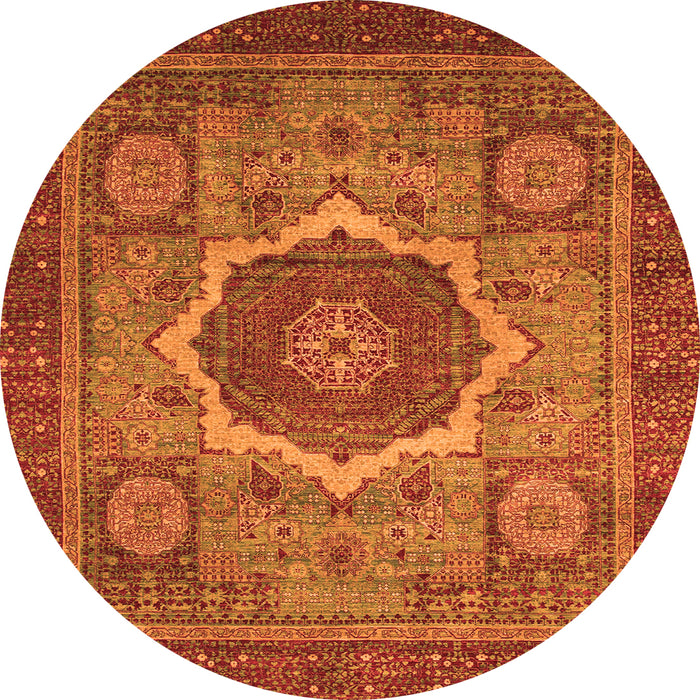 Round Oriental Orange Modern Rug, abs1474org