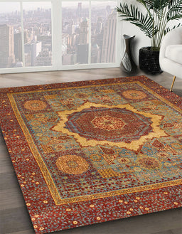 Abstract Red Oriental Rug in Family Room, abs1474