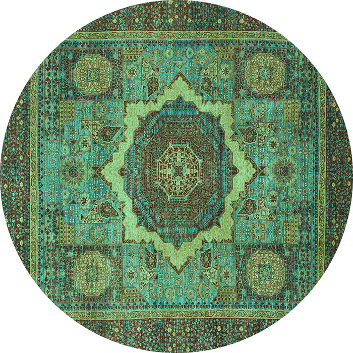 Round Oriental Turquoise Modern Rug, abs1474turq